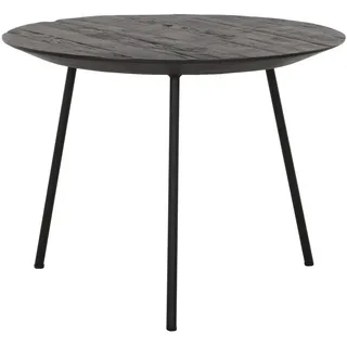 Couchtisch Jupiter aus Teakholz, rund im modernen Industrial-Stil, schwarz, Ø 50 cm