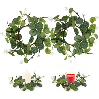2 Stücke Ostern Kerzenringe Eukalyptus Kerzenkranz Frühlingskranz Osterkranz Ker