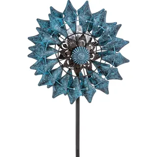 Dehner Solarleuchte Metall/Kunststoff/Glas 122,0 x 32,0 x 32,0 cm 1er Set blau