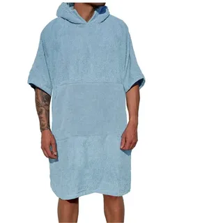 HOMELEVEL Bademantel Badeponcho Unisex aus 100% Baumwolle für Erwachsene mit Kapuze, Baumwolle blau L/XL | 37.50 cm