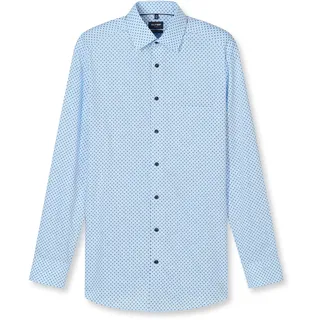 Olymp Businesshemd OLYMP "OLYMP Luxor, Modern Fit, New Kent", Herren, Gr. 45, Normaler Arm, bleu, 100% Baumwolle, Hemden