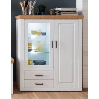 MCA furniture Vitrine Highboard III Brixen, Landhaus modern, Pinie Aurelio / Grandson Oak weiß