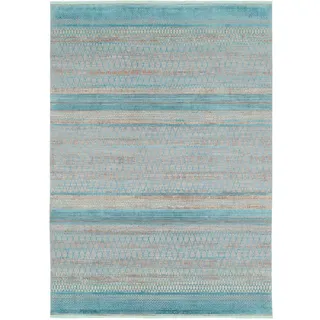 Dieter Knoll Webteppich Tinto Maestro, Grau, Türkis, Textil, Streifen, rechteckig, 80x150 cm, Oeko-Tex® Standard 100, für Fußbodenheizung geeignet, pflegeleicht, Teppiche & Böden, Teppiche, Webteppiche