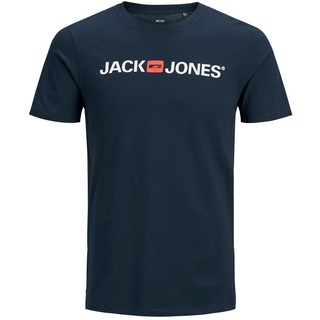 JACK & JONES Herren Designer Rundhals T-Shirt JJECORP Logo Übergrößen Kurzarm Jersey Plus +Size Shirt, Farben:Navy, Größe:7XL