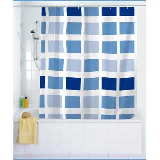 Wenko Duschvorhang Mosaik 180 x 200 cm blau/weiß