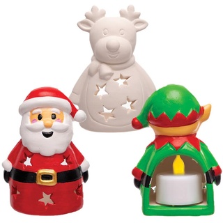 Teelichthalter "Weihnachtsfiguren"  (Box mit 3) Bastelaktivitäten zu Weihnachten