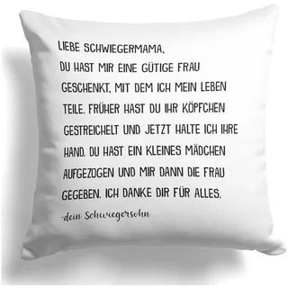 22Feels Dekokissen Schwiegermama Geschenk von Bräutigam Hochzeit Schwiegersohn Frauen, Deko mit Persönlichkeit weiß