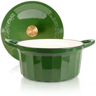 RÖMERTOPF Bratentopf Gusseisen Topf 28cm Grün, Gusseisen (Set, 2-tlg., Set mit Deckel), Backofengeeignet Induktionsgeeignet Zum Braten, Schmoren, Kochen grün 6.1 l