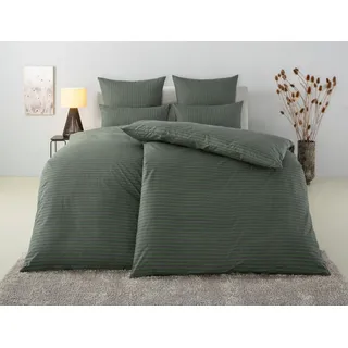 Bruno Banani Bettwäsche Jassen, Renforcé, 2 teilig, moderne Bettwäsche aus Baumwolle, Streifen-Design, mehrere Qualitäten grün