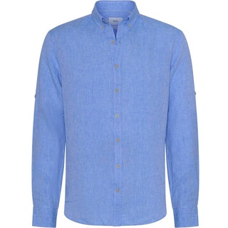 Brax Langarmhemd Herren Leinenhemd DIRK U (1-tlg) blau XL