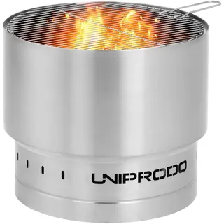 Uniprodo Feuerschale - aus Edelstahl - mit Grillrost - 55 x 55 x 48 cm UNI_FP_11