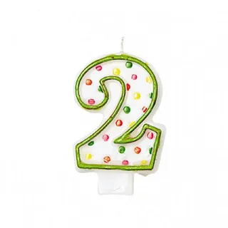 Amscan Geburtstagskerze Zahlenkerze Polka Dots 2 St. Multicolor