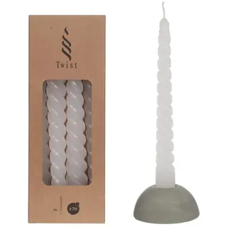 NaDeco Spiralkerzen im Set mit 4 Stück, Höhe 19cm, in vielen Farben erhältlich | Twisted Candle | Spiralkerzen | Gedrehte Tafelkerze | Candles Twist | Stabkerzen | Spitzkerzen, Farbe:Weiß