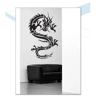 Indigos UG - Wandtattoo Wohnzimmer - Wandaufkleber Drache China Japan Monster 40x 26, schwarz w007 Drachen - Aufkleber Kinderzimmer Schlafzimmer Küche Badezimmer Büro Dekoration