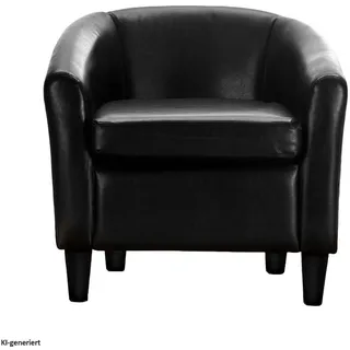 Hti-Living Clubsessel Cadogan Kunstleder 64 x 70 x 70 cm Schwarz