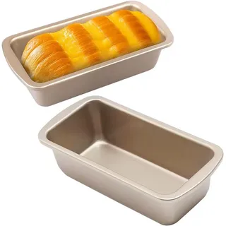 FELIXLEO Brotbackform 2 Mini Brotbackformen Edelstahl Antihaft Kastenform Gold S