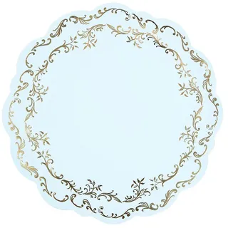 partydeco Platzset, Tischsets aus Papier 35,5cm mit Ranken 6 Stück Blau / Gold blau