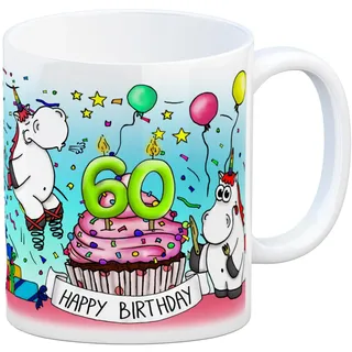 trendaffe - Honeycorns Tasse zum 60. Geburtstag mit Muffin und Einhorn Party