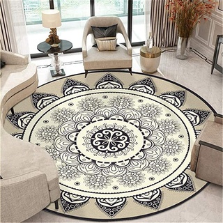 Nicole Knupfer Teppiche Mandala Runde Baumwolle Mandala Bedruckte Muster Boho Waschbar Teppich für Wohnzimmer Schlafzimmer Dekor (#C,100x100cm)