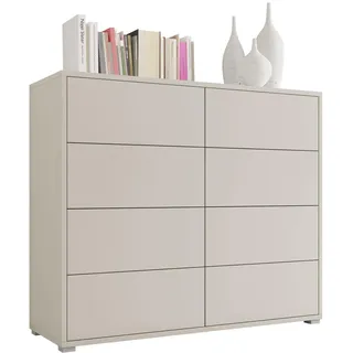 Mirjan24 Kommode mit 8 Schubladen Gesita K8SZ 120 Diele, Flur, Highboard, Mehrzweckschrank, Sideboard mit 8 Schubladen, Wohnzimmer, Push to Open (Cashmere)