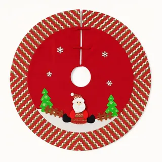 Teppich für Weihnachtsbaum, rund, 90 cm | Rock für den Weihnachtsbaum, rot, Weihnachtsdekoration