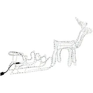 GartenHero Weihnachtsfigur Rentier Schlitten 288 LED Lichterkette innen außen Weihnachten Deko