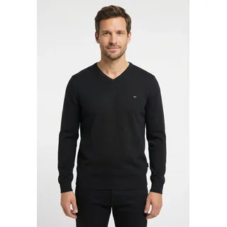 Strickpullover FYNCH-HATTON "FYNCH-HATTON Pullover mit V-Kragen", Herren, Gr. S (48), grau (anthrazit), Strick, Obermaterial: 100% Baumwolle, unifarben, bequem hüftbedeckend, V-Ausschnitt, Flachstrickbündchen, Pullover Strickpullover, aus Baumwolle, mit V-Ausschnitt, bequeme Passform