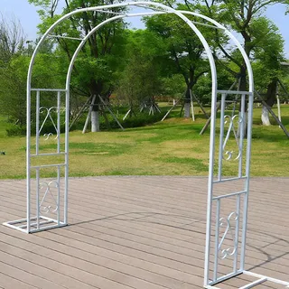 Wetsfgdg Rosenbogen MetallL220xW40xH230cm Metallbogen Robuster Gartenbogen aus stabilem Stahl Langlebig und standsicher Auch für schwere Pflanzen geeignet-Weiß-A
