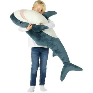 AURWEL XXL Hai Kuscheltier 100cm, Weiches Hai Spielzeug & Plüschtier, Großes Stofftier für Kinderzimmer-Deko, Einfach zu Reinigen Familie, Freunde und Tierliebhaber