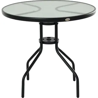 Outsunny Gartentisch Beistelltisch Ø 80 x 72 cm Schwarz