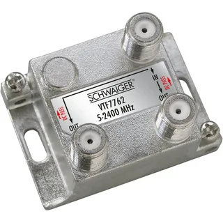 Schwaiger VTF7762 531 SAT-Verteiler 2-Fach digital BK-Verteiler 2-Wege Kabel-Führung SAT-Splitter 5-2400 MHz zweifach Satelliten-Verteiler 110dB SAT-TV DVB-S2 Kabel-Fernsehen