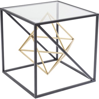 Kare Design Beistelltisch Prisma, Gold, edler Couchtisch aus Glas, Tisch mit Metall-Streben, Couchtisch, Wohnzimmer, Sofatisch, 45x45x45 cm (H/B/T)