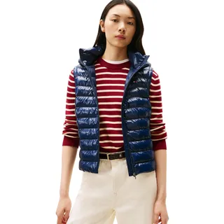 Tommy Hilfiger Damen Weste Padded Slim mit Kapuze, Blau (Dark Night Navy), XXL - XXL
