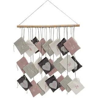 Adventskalender zum Befüllen Adventskalender Kinder Weihnachtskalender aus Stoff Weiß, Rosa, Grau, 52x55
