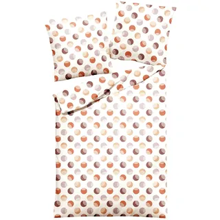 JACK by Dormisette Edel Biber Kuschel Bettwäsche 2 TLG. 135x200cm Punkte Dot Braun Offwhite