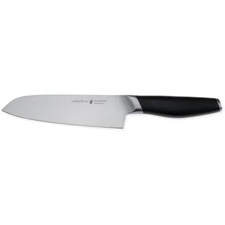 Paul Wirths CERASTEEL Santoku Messer mit Gravur | Bruchfeste & extrem scharfe Klinge aus Keramik & Edelstahl | Klingenlänge: 17,5 cm | Keramik Messer mit Glasfaser-Griff ergonomisch