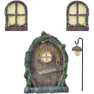 4-teiliges Gartenstatuen-set, Im Dunkeln Leuchtende Harzstatuen Als Baumdekoration, Miniaturstatuen-dekoration, Feengarten-skulptur Als Weihnachtsdekoration.