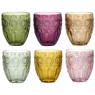 Chic Antique Trinkgläser mit Muster, 6 Farben, H10, Ø8,5 cm