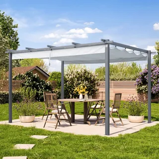 TOOLPORT Primeyard Pergola 3 x 4 m mit grauem Schiebedach Stahlrahmen