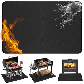 Grillmatte Bodenschutz 180 x 100 cm, Groß Faltbare Grillmatte für Gasgrill Bodenschutz, Silikon-Glasfaser Feuerfeste Unterlage Outdoor, Hitzeschutzmatte für BBQ Grills, Kamin, Boden, Rasen und Camping