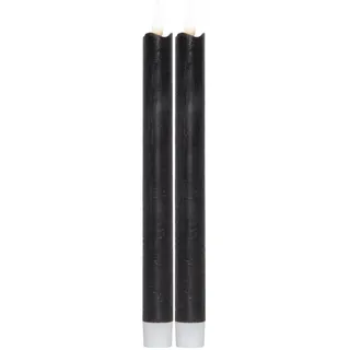 LED Stabkerzen Dinner Tafelkerzen Echtwachs flackernd H: 25cm Timer schwarz 2St.