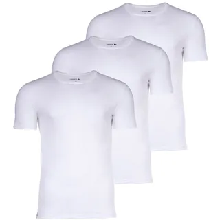 LACOSTE Herren T-Shirts, 3er Pack - Essentials, Rundhals, Slim Fit, Baumwolle, einfarbig Weiß S