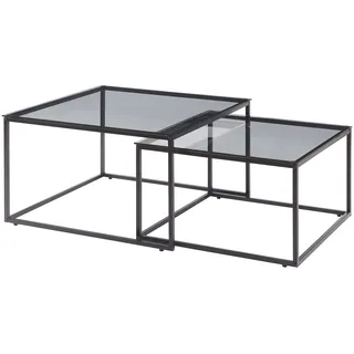 [en.casa] Couchtisch 2er Set Tromlaslo Rauchglas, grau