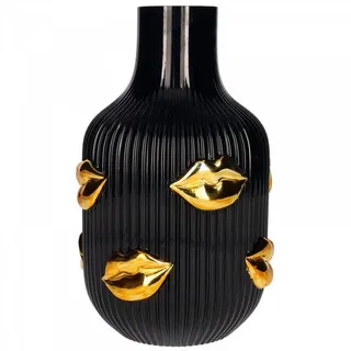 Giftcompany Dekovase Vase L ́Amour Lippen Schwarz Gold (25cm)
