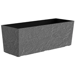 Dehner Pflanzkasten Stone, inkl. Bewässerungssystem/Ablaufloch, frostbeständig, ca. 49.5 x 19 x 19 cm, Polypropylen, grau
