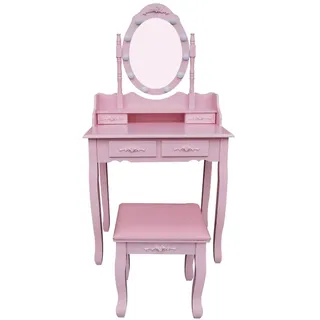 Home Deluxe - Schminktisch Rosy - Rosa: - 149 x 71 x 40 cm, 10 LED ́s wählbar zwischen 3 Lichtfarben, steuerbar über Touchbutton I Kosmetiktisch Make - UP Tisch