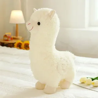 STILVORA Kuscheltier Alpaka, Alpaka Kuschelkissen, Plüschkissen 38 cm, Weich und flauschig Kuscheltier, Hochwertiges Plüschmaterial, Niedliche Ge... - Weiß