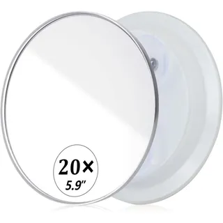20-fach Vergrößernder Kosmetikspiegel, Saugnapf, 150 Mm Weißer Taschen-kosmetikspiegel – Crezuo
