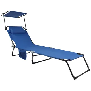 VCM Bindox Gartenliege 185 x 24 x 55 cm blau inkl. Sonnendach