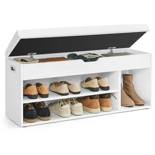 VASAGLE Schuhbank 30 x 100 x 44 cm gepolstert / weiß